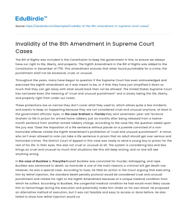 Invalidity of the 8th Amendment in Supreme Court Cases