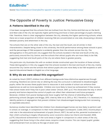 The Opposite of Poverty Is Justice: Persuasive Essay