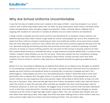 Why Are School Uniforms Uncomfortable