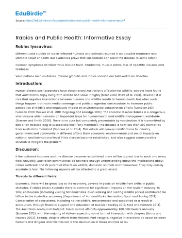 Rabies and Public Health: Informative Essay