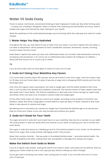 Water VS Soda Essay