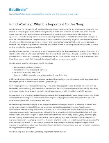 The Significance of Soap in Hand Hygiene