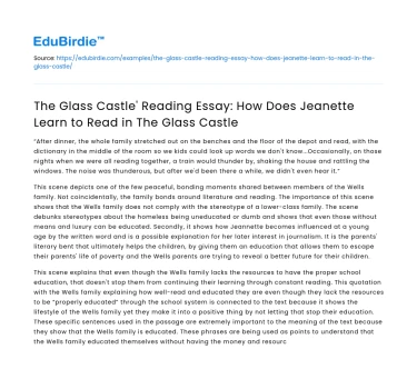 Jeanette’s Reading Journey in The Glass Castle