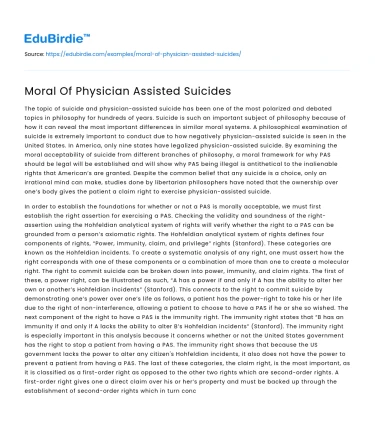 Moral Of Physician Assisted Suicides
