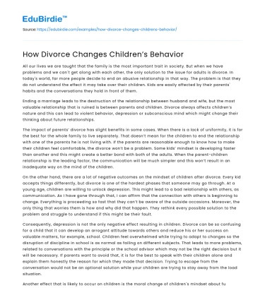 How Divorce Changes Children’s Behavior