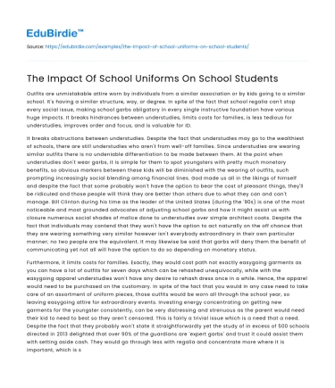 The Impact Of School Uniforms On School Students