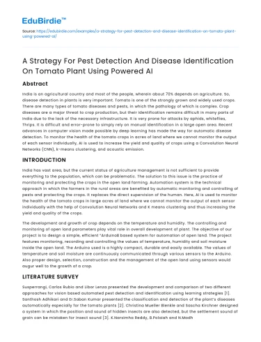 AI strategy for pest & disease detection on tomato plants