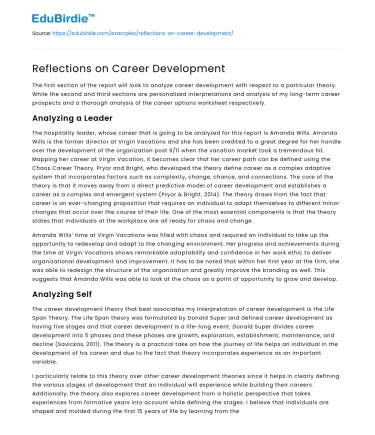 Reflections on Career Development