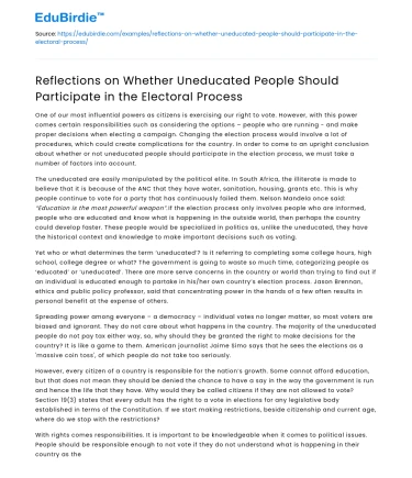 Should Uneducated People Vote?