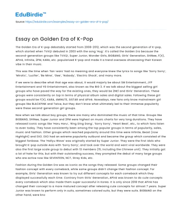 Essay on Golden Era of K-Pop