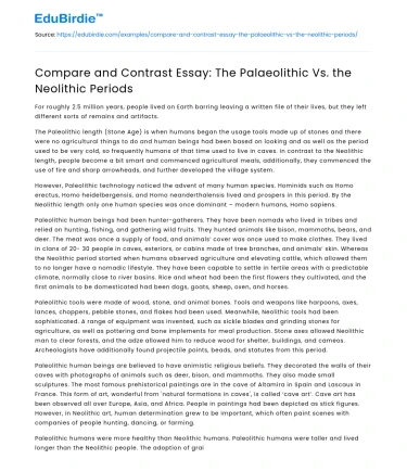 Compare and Contrast Essay: The Palaeolithic Vs. the Neolithic Periods