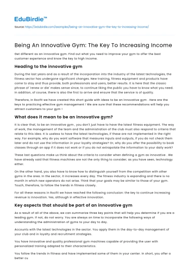 Fitness Centers: Pathway to Profitability