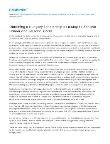 Securing Hungary Scholarship for Career and Personal Goals
