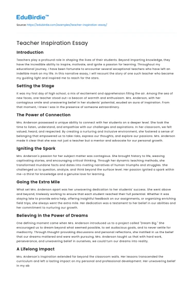 Teacher Inspiration Essay
