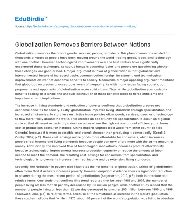 Globalization Removes Barriers Between Nations