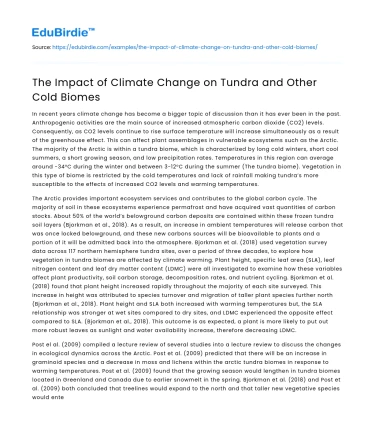 The Impact of Climate Change on Tundra and Other Cold Biomes