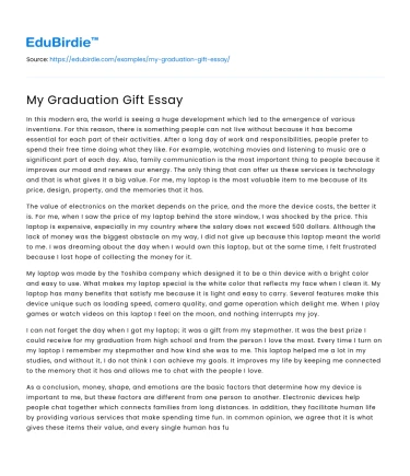 My Graduation Gift Essay