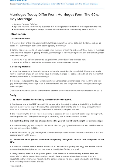 Marriages Today Differ From Marriages Form The 60’s: Gay Marriage