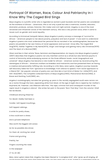 Women, race, and patriarchy in I Know Why The Caged Bird Sings