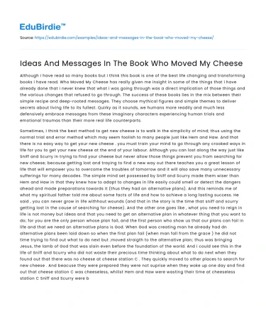 Change through “Who Moved My Cheese?”