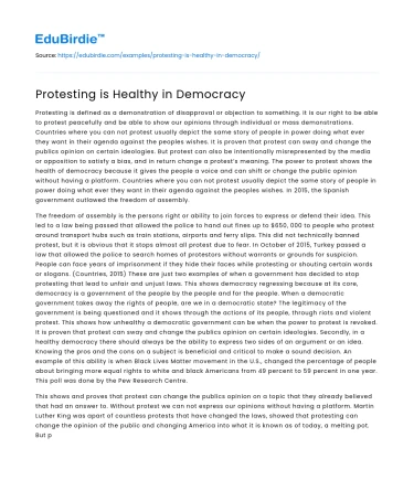 The Role of Protests in Enhancing Democratic Health