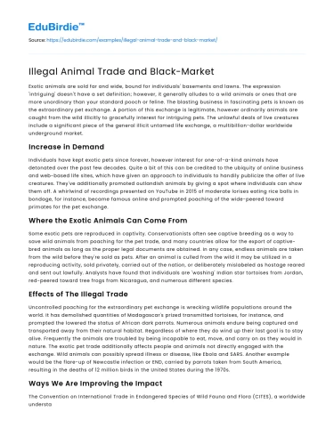 Illegal Animal Trade and Black-Market