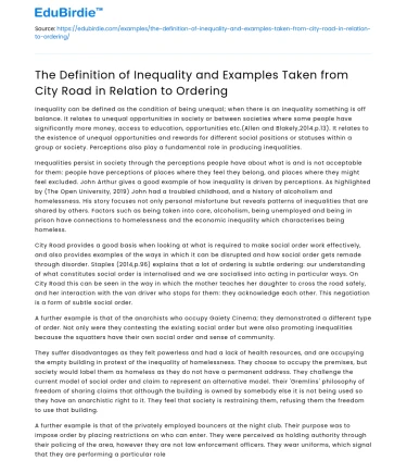 Inequality Definition & Examples on City Road Order