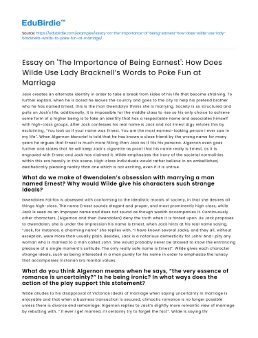 Wilde’s Satire on Marriage in ‘The Importance of Being Earnest’