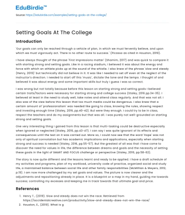 Setting Goals At The College