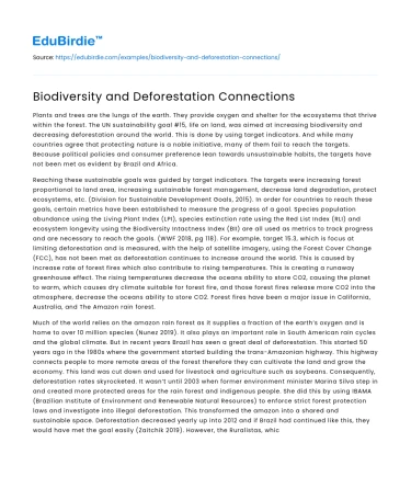 Biodiversity and Deforestation Connections
