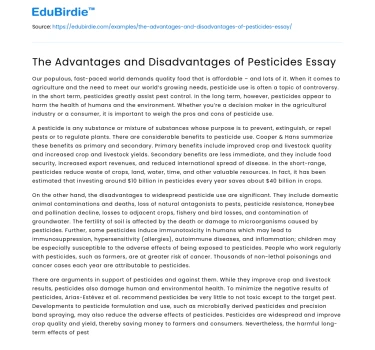The Advantages and Disadvantages of Pesticides Essay