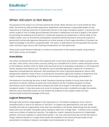 When Altruism Is Not Moral