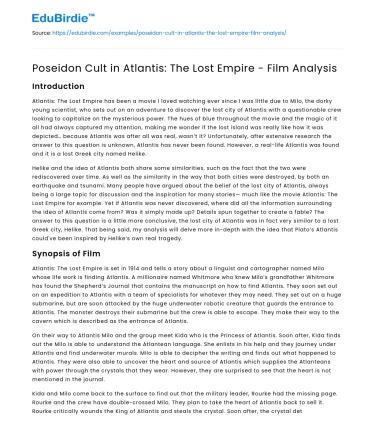 Poseidon Cult in Atlantis: The Lost Empire – Film Analysis