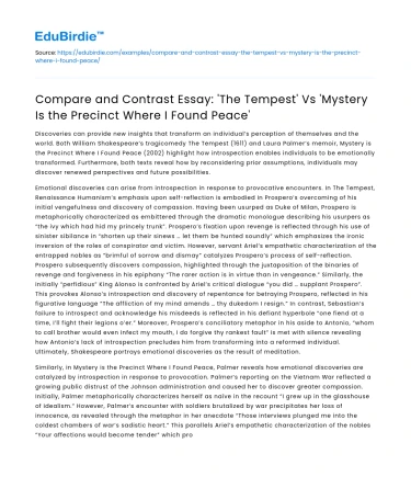 The Tempest’ Vs ‘Mystery Is the Precinct’: A Comparative Essay