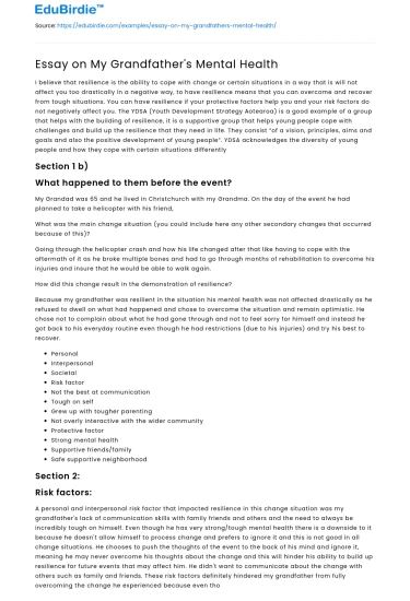 My Grandfather’s Psychological Well-Being