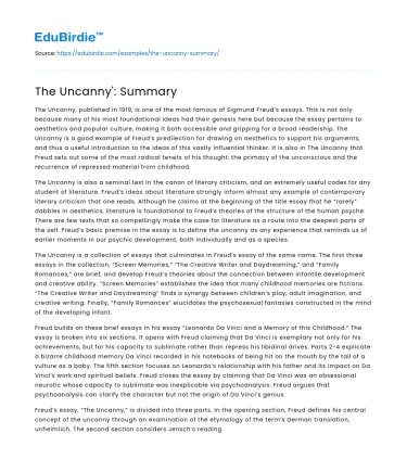 The Uncanny’: Summary