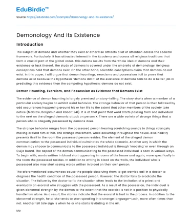 Demonology And Its Existence