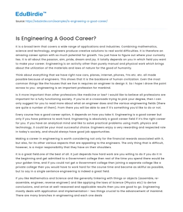 Is Engineering A Good Career?