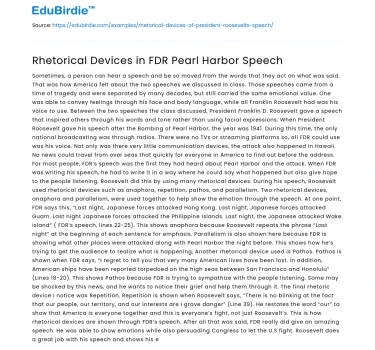 Rhetorical Devices in FDR Pearl Harbor Speech