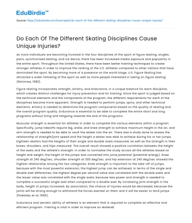 Do Each Of The Different Skating Disciplines Cause Unique Injuries?