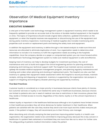The Role of Medical Equipment Inventory