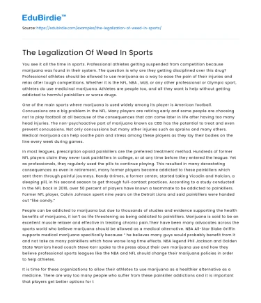 The Legalization Of Weed In Sports