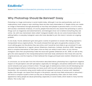 Why Photoshop Should Be Banned? Essay