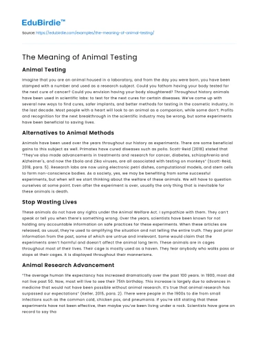 The Meaning of Animal Testing