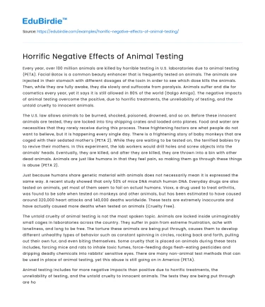 Horrific Negative Effects of Animal Testing