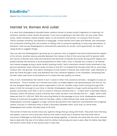 Comparative Analysis of Shakespeare’s Tragedies