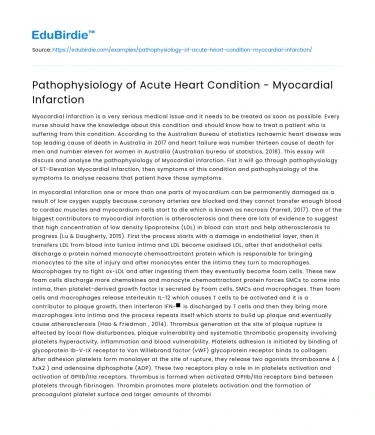 Pathophysiology of Acute Heart Condition – Myocardial Infarction