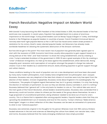 French Revolution: Negative Impact on Modern World Essay