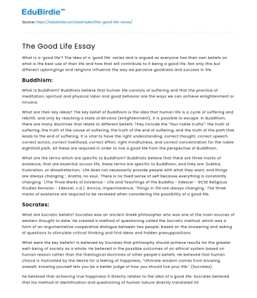 The Good Life Essay