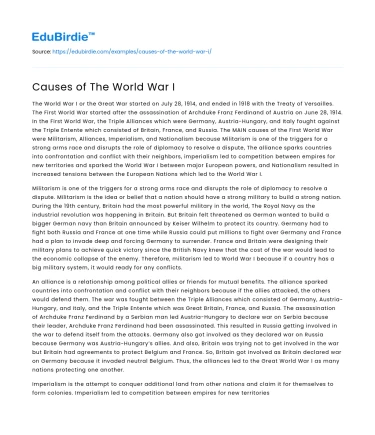 Causes of The World War I